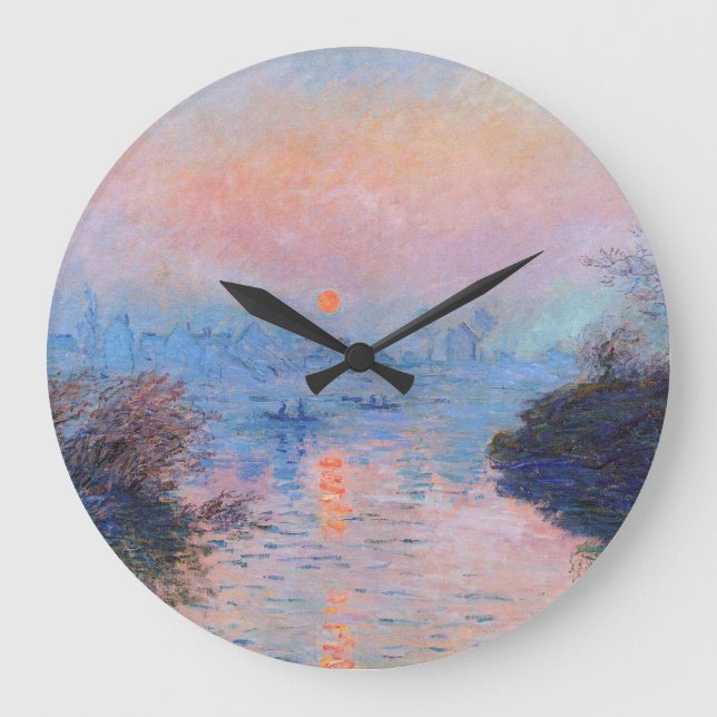Claude Monet - Sonnenuntergang auf der Seine Große Wanduhr (Vorderseite)