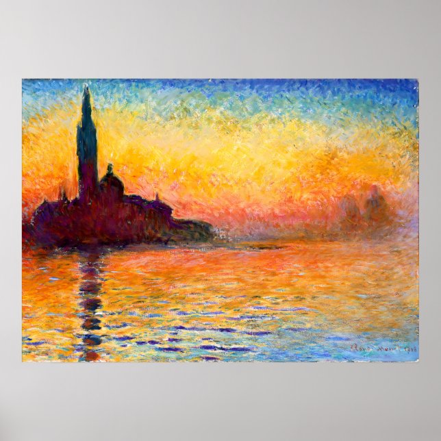 Claude Monet - Sonnenuntergang in Venedig Poster (Vorne)