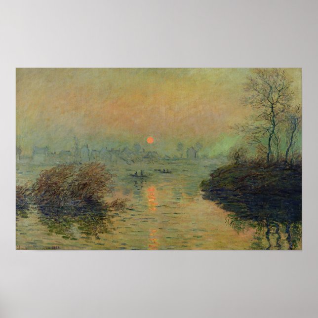Claude Monet | Sonnenuntergang über der Seine Poster (Vorne)