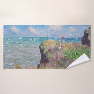 Claude Monet - Spaziergang auf der Klippe in Pourv Badhandtuch Set