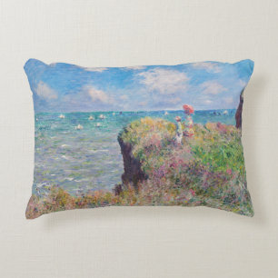 Claude Monet - Spaziergang auf der Klippe in Pourv Dekokissen