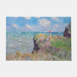 Claude Monet - Spaziergang auf der Klippe in Pourv Fußmatte
