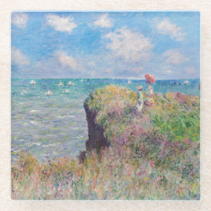 Claude Monet - Spaziergang auf der Klippe in Pourv Glasuntersetzer