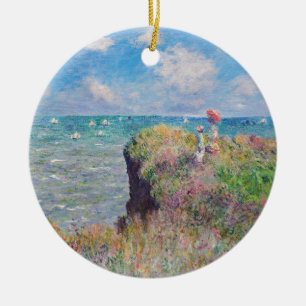 Claude Monet - Spaziergang auf der Klippe in Pourv Keramik Ornament