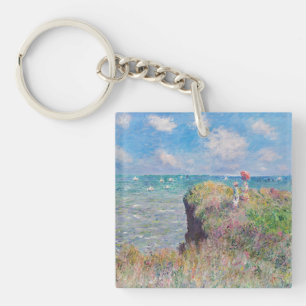Claude Monet - Spaziergang auf der Klippe in Pourv Schlüsselanhänger