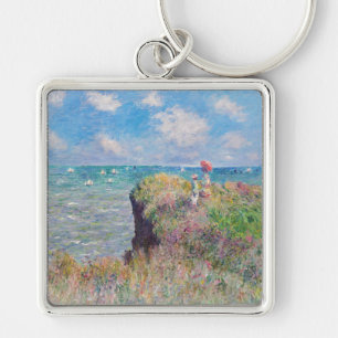Claude Monet - Spaziergang auf der Klippe in Pourv Schlüsselanhänger