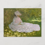 Claude Monet - Springtime Postkarte<br><div class="desc">Frühling von Claude Monet, 1872. Claude Monet war Gründer der französischen Impressionistischen Malerei und der beständigste und produktivste Praktizierende der Philosophie der Bewegung, seine Wahrnehmungen vor der Natur zu äußern, vor allem, wie sie auf Landschaftsmalerei in der Luft angewandt werden. Der Begriff "Impressionismus" leitet sich aus dem Titel seines Gemäldes...</div>