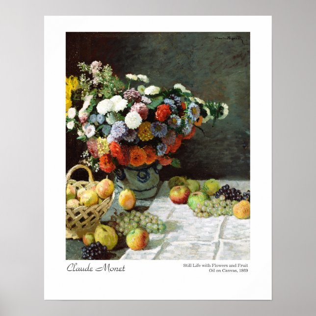 Claude Monet Still Life mit Blume und Obst Poster (Vorne)
