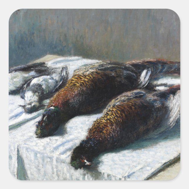 Claude Monet Still Life mit Fasans Quadratischer Aufkleber (Vorderseite)
