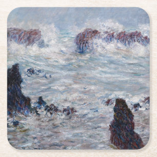 Claude Monet - Sturm an der Küste von Belle-Ile Rechteckiger Pappuntersetzer