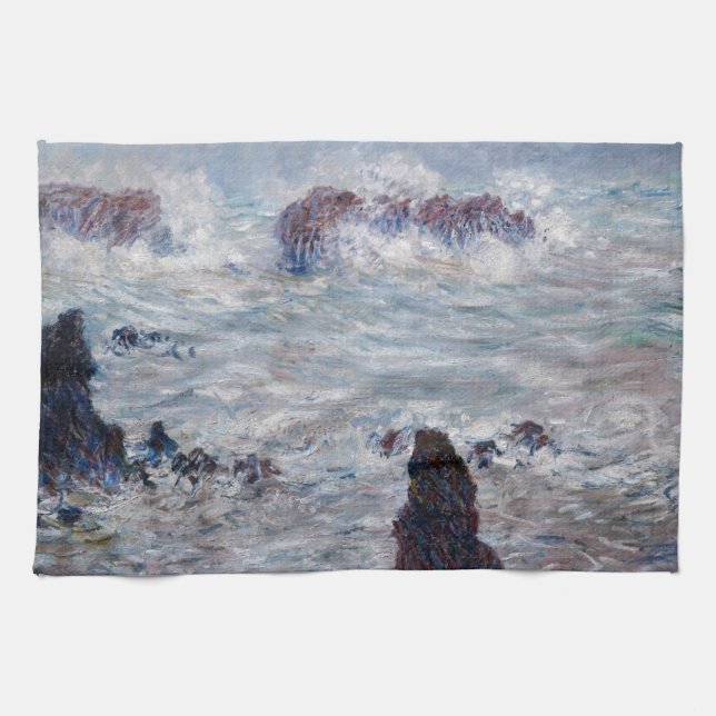 Claude Monet - Sturm vor der Küste von Belle-Ile Geschirrtuch (Horizontal)