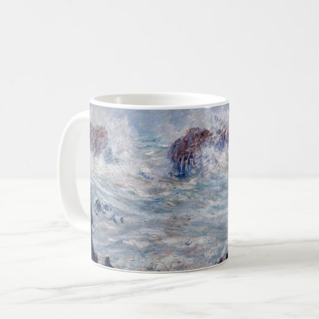 Claude Monet - Sturm vor der Küste von Belle-Ile Kaffeetasse (Vorderseite Links)