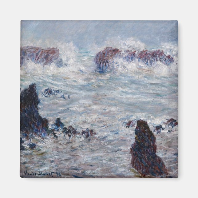 Claude Monet - Sturm vor der Küste von Belle-Ile Magnet (Vorne)