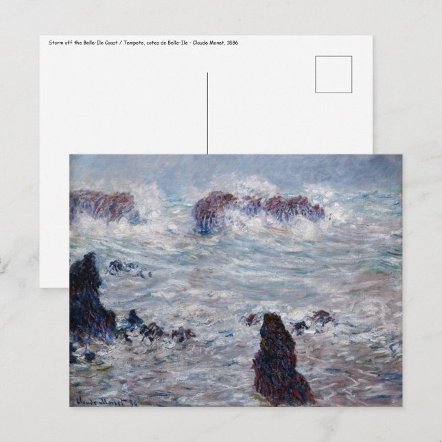 Claude Monet - Sturm vor der Küste von Belle-Ile Postkarte (Vorne/Hinten)