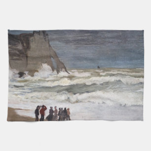 Claude Monet - Stürmische See bei Etretat Geschirrtuch