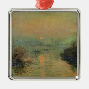 Claude Monet Sun, der über die Seine einstellt Ornament Aus Metall