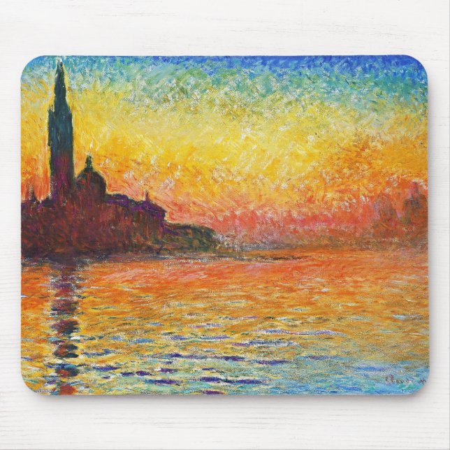 Claude Monet Sunset in Venedig Impressionist Art Mousepad (Vorne)