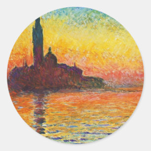 Claude Monet Sunset in Venedig Impressionist Art Runder Aufkleber