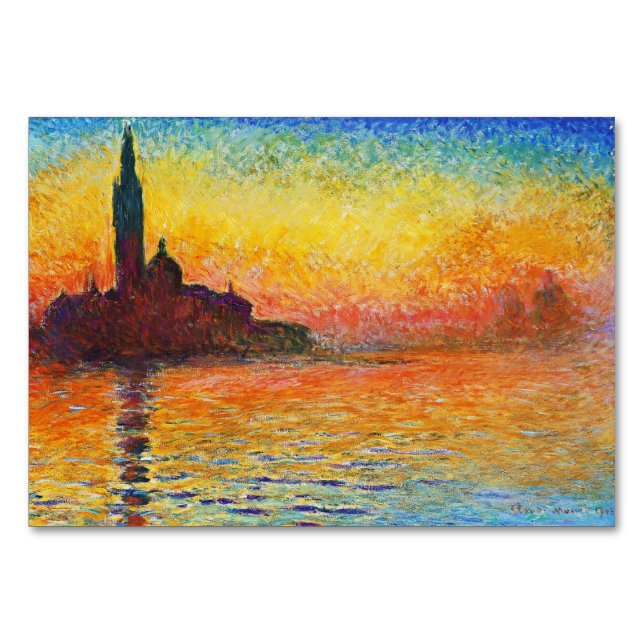 Claude Monet Sunset in Venedig Impressionist Art Tischnummer (Vorderseite)