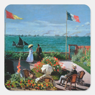 Claude Monet Terrasse bei Sainte-Adresse, 1867 Quadratischer Aufkleber