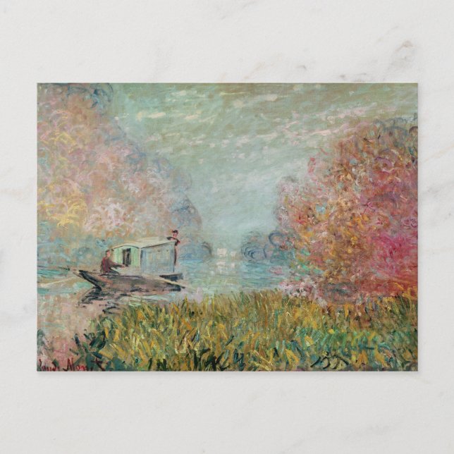 Claude Monet | The Boat Studio on the Seine, 1875 Postkarte (Vorderseite)