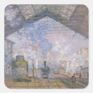 Claude Monet   The Gare St. Lazare, 1877 Quadratischer Aufkleber