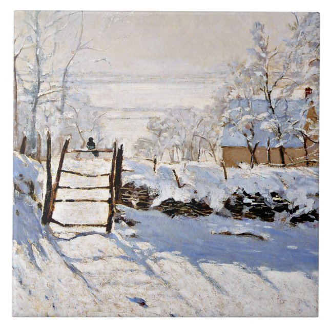 Claude Monet, The Magpie, berühmtes Bild, Metal Fliese (Vorderseite)