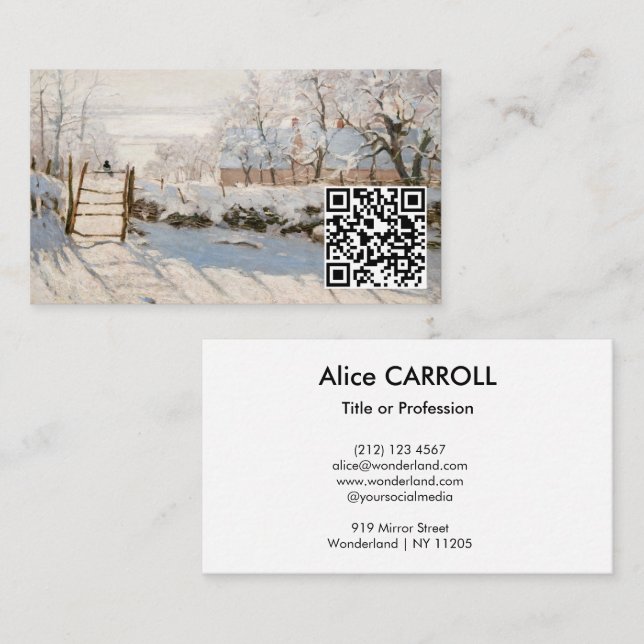 Claude Monet - The Magpie - QR-Code Visitenkarte (Vorne/Hinten)