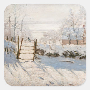 Claude Monet - The Magpie Quadratischer Aufkleber