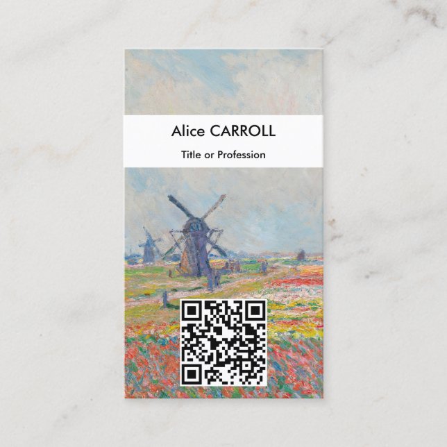 Claude Monet - Tulip Fields, Den Haag - QR-Code Visitenkarte (Vorderseite)