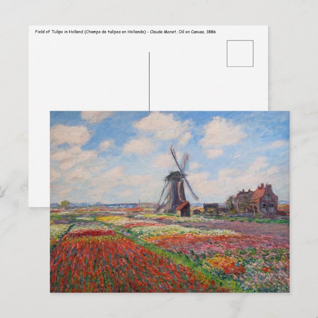 Claude Monet - Tulpenfeld in Holland Postkarte (Vorne/Hinten)