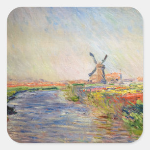 Claude Monet - Tulpenfeld in Holland Quadratischer Aufkleber