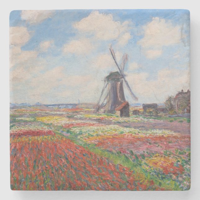 Claude Monet - Tulpenfeld in Holland Steinuntersetzer (Vorderseite)