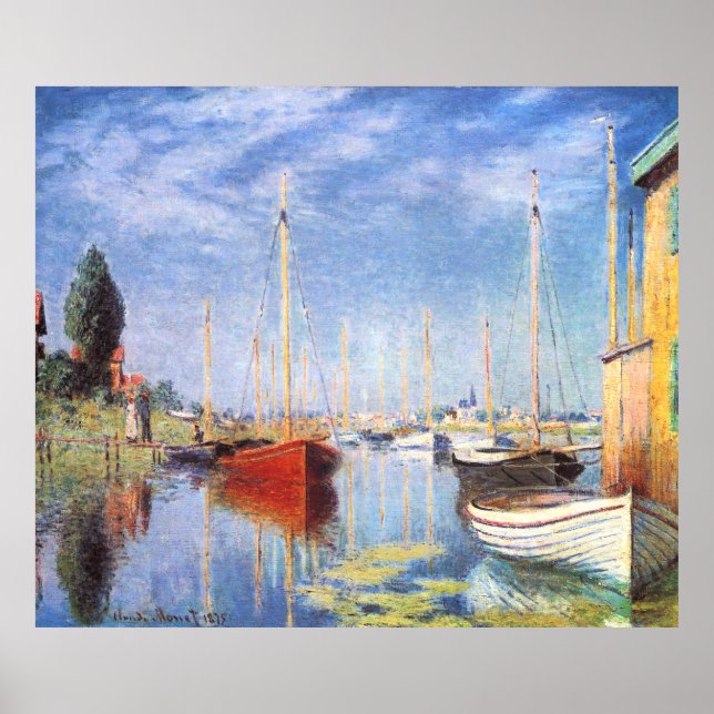Claude Monet: Vergnügungsboote in Argenteuil Poster (Vorne)