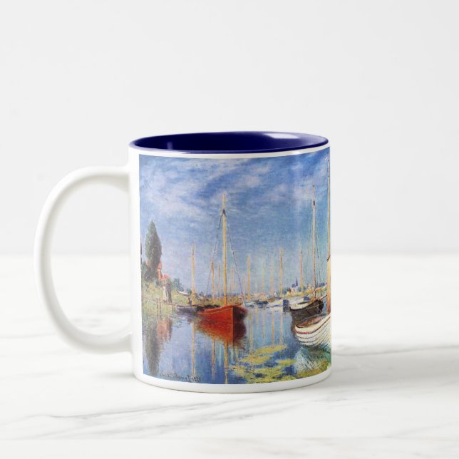 Claude Monet: Vergnügungsdampfer in Argenteuil Zweifarbige Tasse (Links)