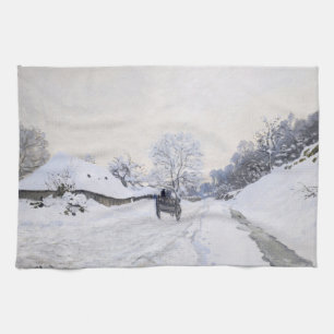 Claude Monet - Warte auf der Snowy Road bei Honfle Geschirrtuch