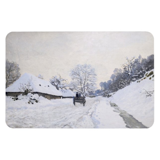 Claude Monet - Warte auf der Snowy Road bei Honfle Magnet (Horizontal)