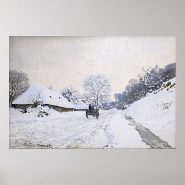Claude Monet - Warte auf der Snowy Road bei Honfle Poster (Vorne)