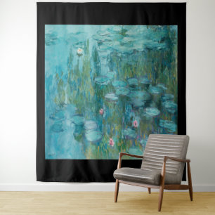 Claude Monet, Wasser-Lilien, 1915, Aqua-Blau Wandteppich