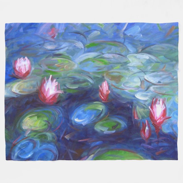 Claude Monet: Wasser-Lilien 2 Fleecedecke (Vorderseite (Horizontal))