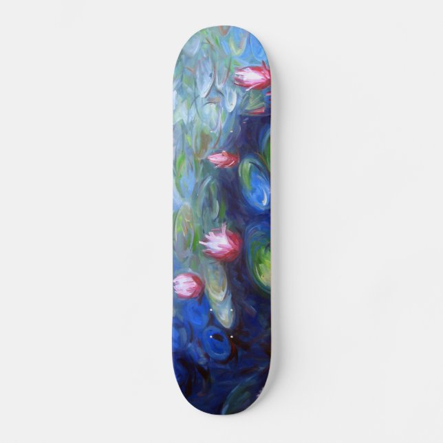 Claude Monet: Wasser-Lilien 2 Skateboard (Vorderseite)