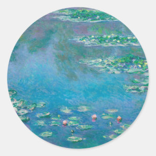 Claude Monet. Wasser Lilien. Französischer Impress Runder Aufkleber