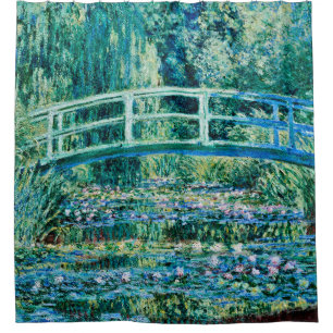 Claude Monet - Wasserläufer und Japanische Brücke Duschvorhang
