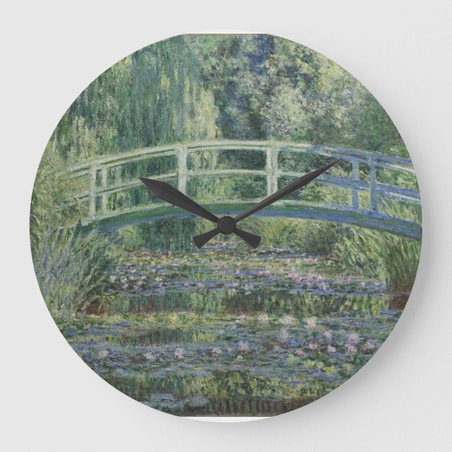 Claude Monet - Wasserläufer und Japanische Brücke Große Wanduhr (Vorderseite)
