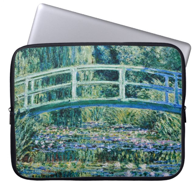 Claude Monet - Wasserläufer und Japanische Brücke Laptopschutzhülle (Vorderseite)