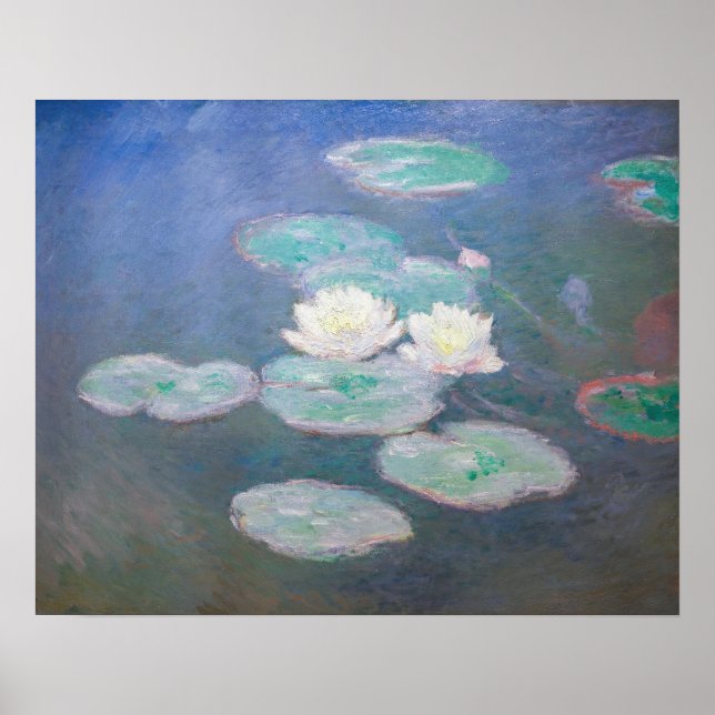 Claude Monet - Wasserlilien, Abend-Effekt Poster (Vorne)
