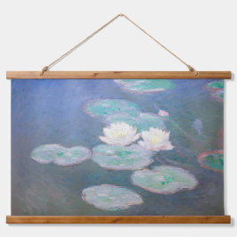 Claude Monet - Wasserlilien, Abend-Effekt Wandteppich Mit Holzrahmen