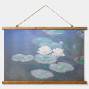 Claude Monet - Wasserlilien, Abend-Effekt Wandteppich Mit Holzrahmen