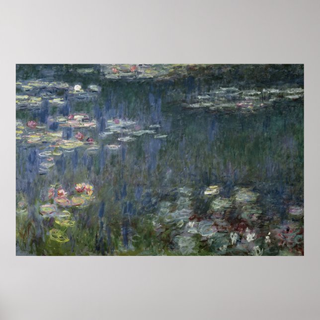 Claude Monet | Wasserlilien: Grüne Überlegungen Poster (Vorne)