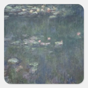 Claude Monet   Wasserlilien: Grüne Überlegungen Quadratischer Aufkleber